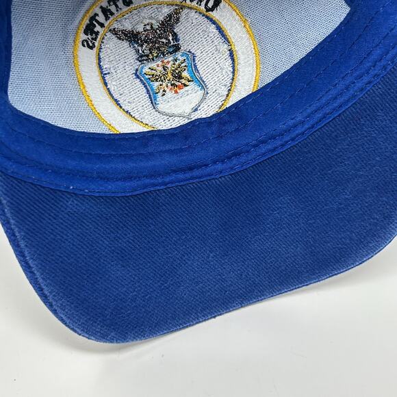 US Air Force Veteran Hat Cap Blue USAF Gold Leaf Leaves Strapback 6 Panel - Picture 5 of 9
